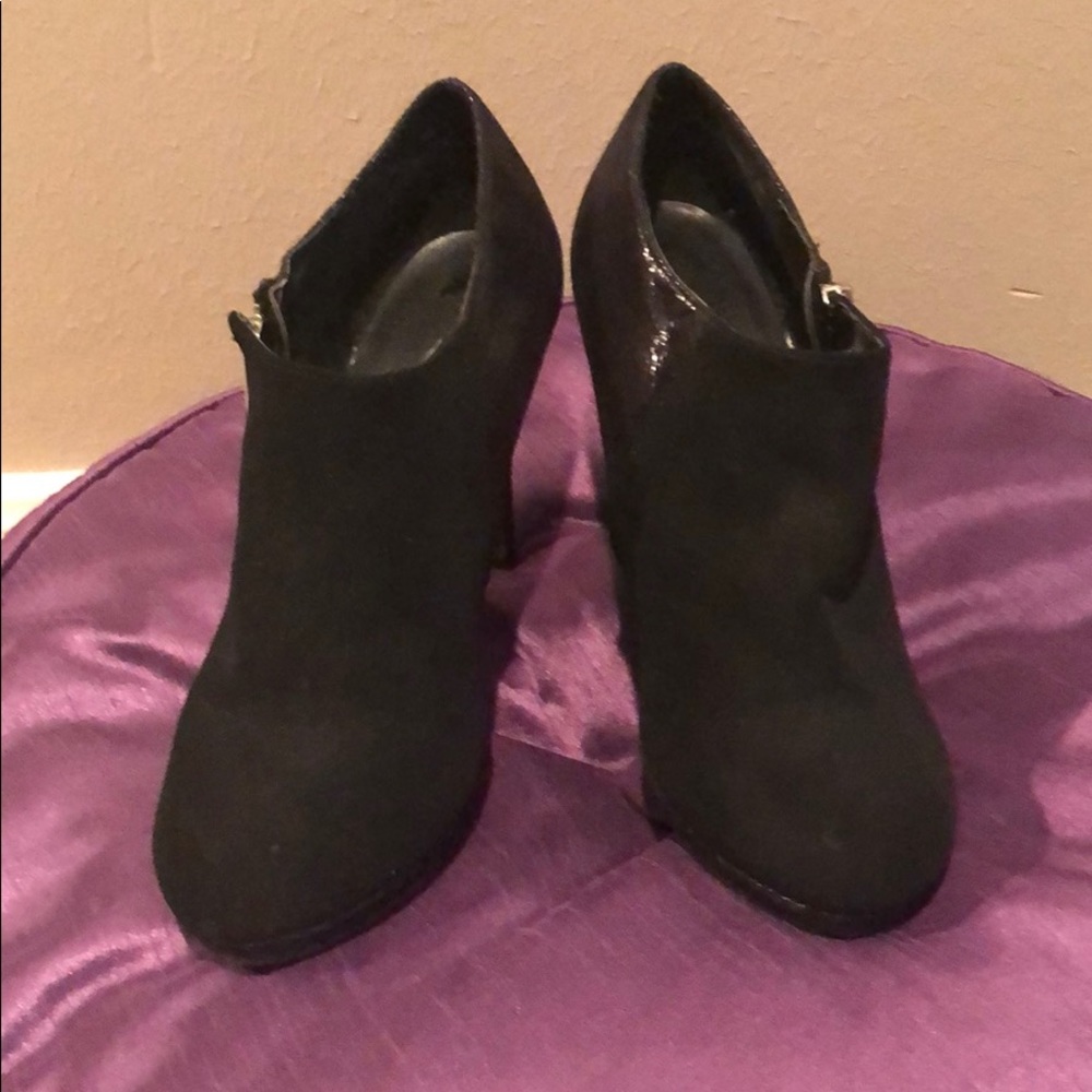 Sexy black IMPO side sip high heel booties
